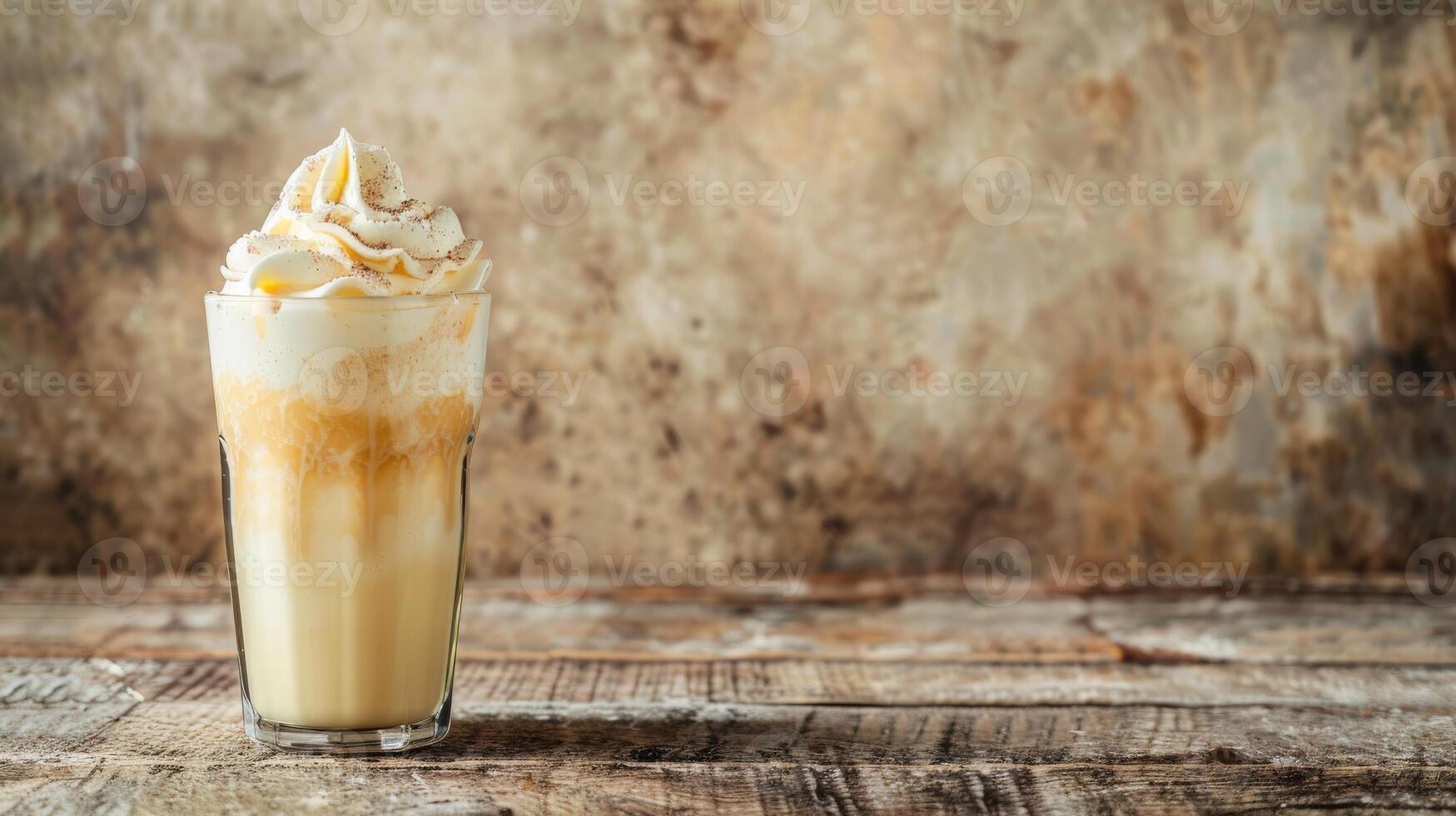 A cream soda with whipped cream on table photo