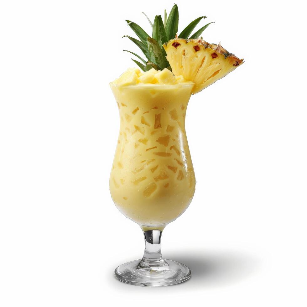A glass of virgin pina colada with a slice of pineapple photo
