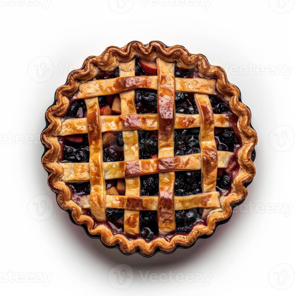 Freshly baked pie with lattice crust, ready to be devoured photo