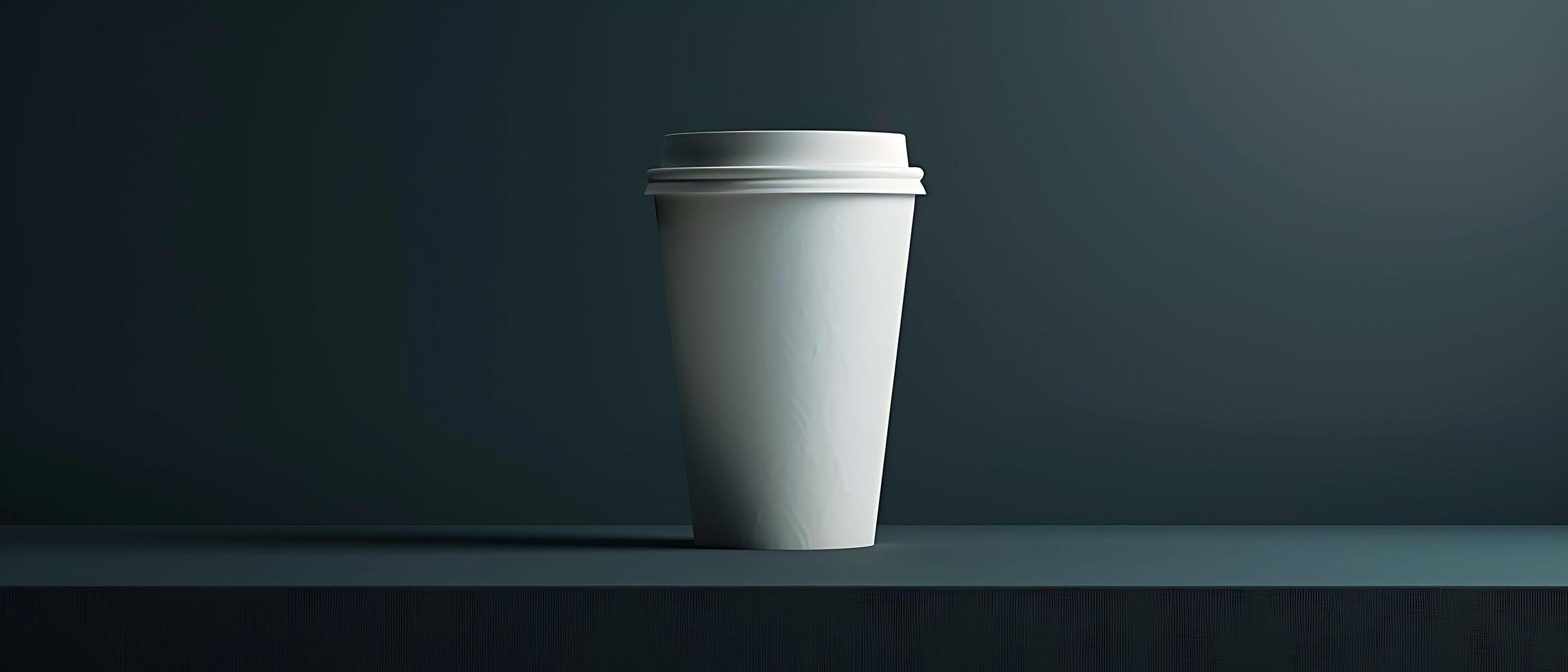 Modern Minimalism Stylish Coffee Cup on Dark Gradient Background with Copy Space photo