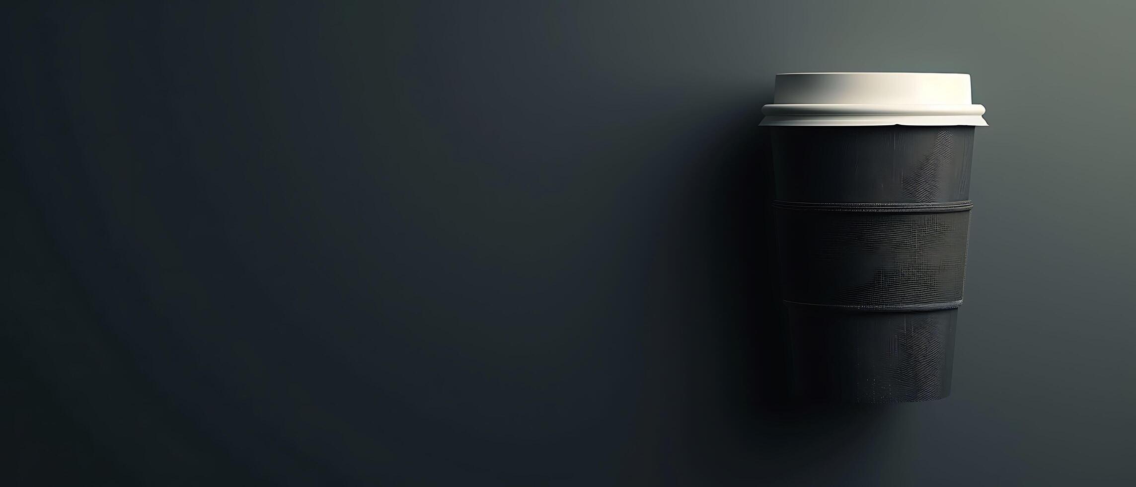Modern Minimalism Sleek Coffee Cup on Dark Gradient Background with Copy Space photo