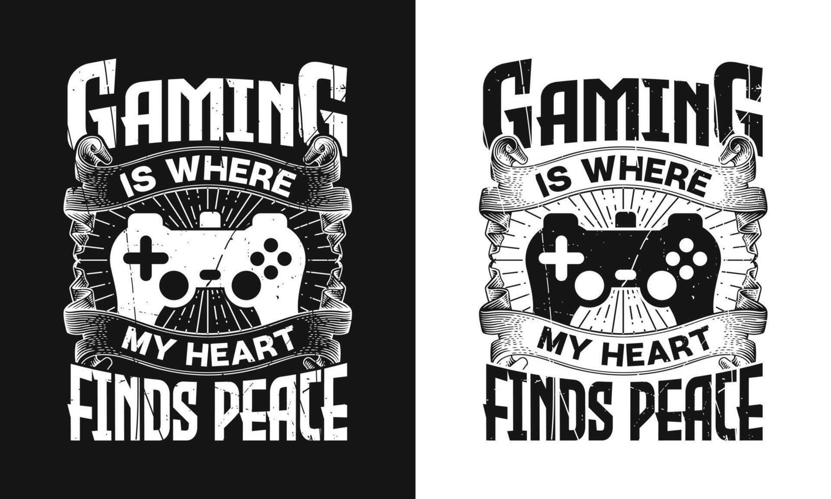 Gaming is where my heart finds peace typography gaming t shirt design template vector