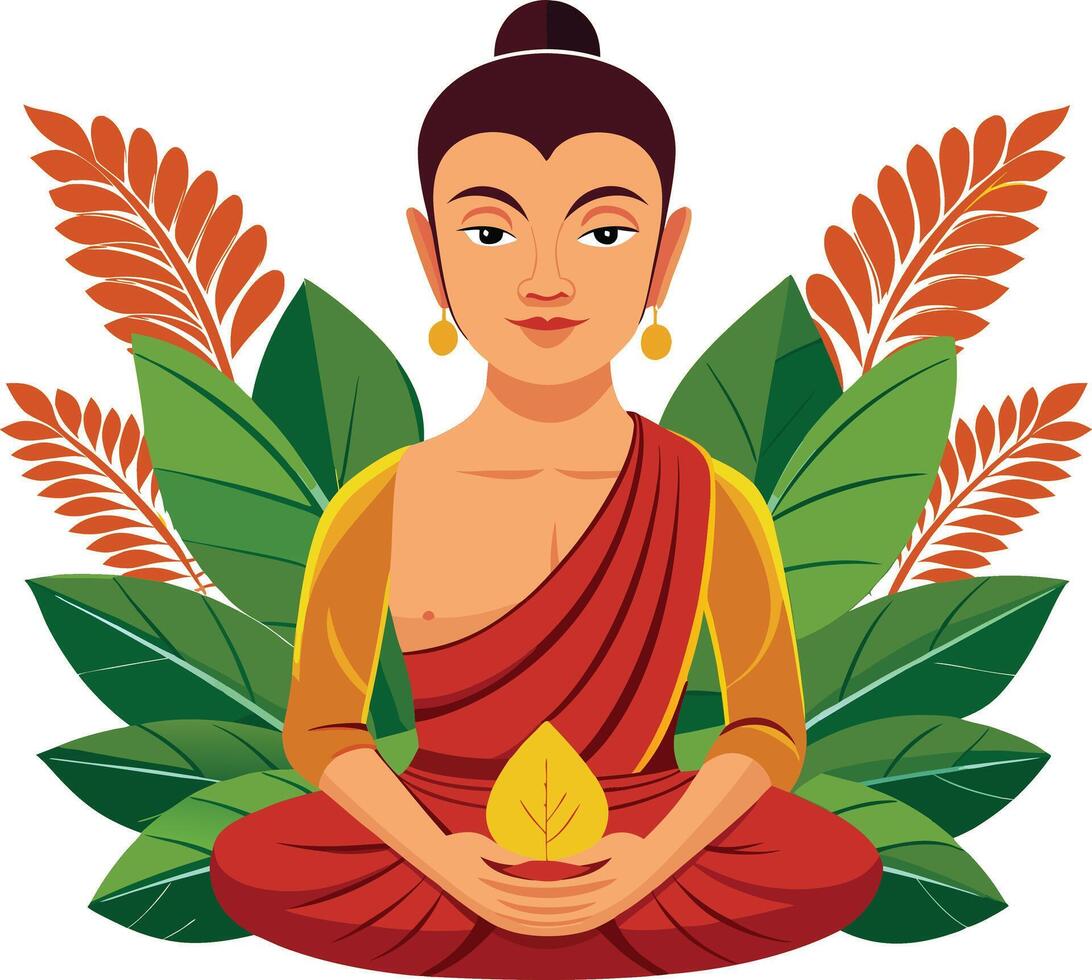 Goutam Buddha Art Illustration vector