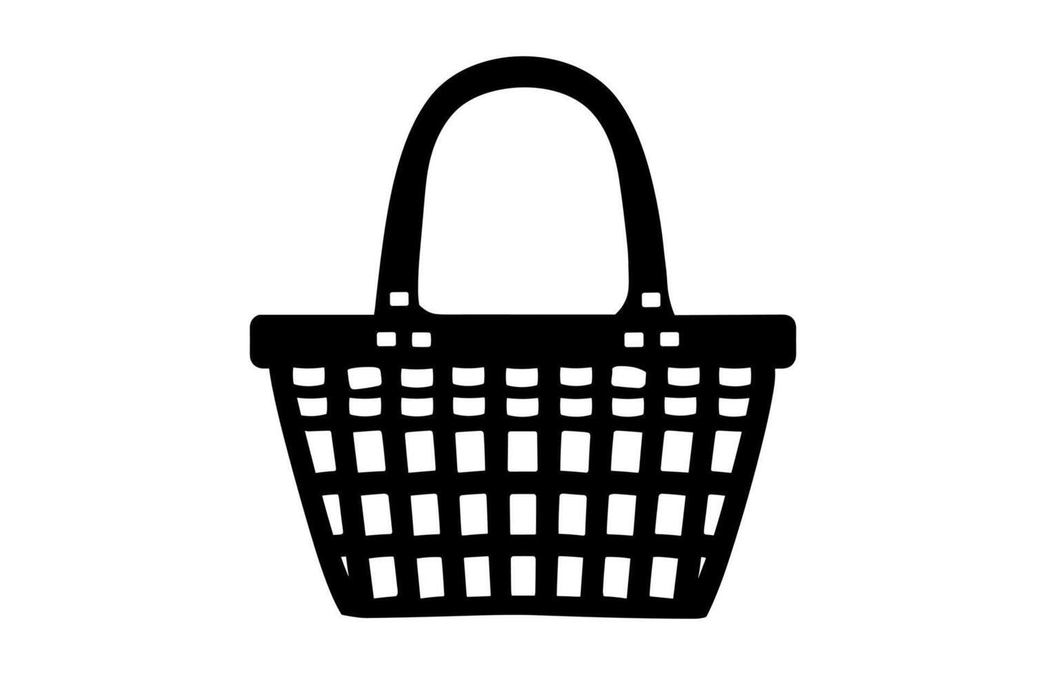 Picnic Basket Silhouette black Clip art isolated on a white background vector