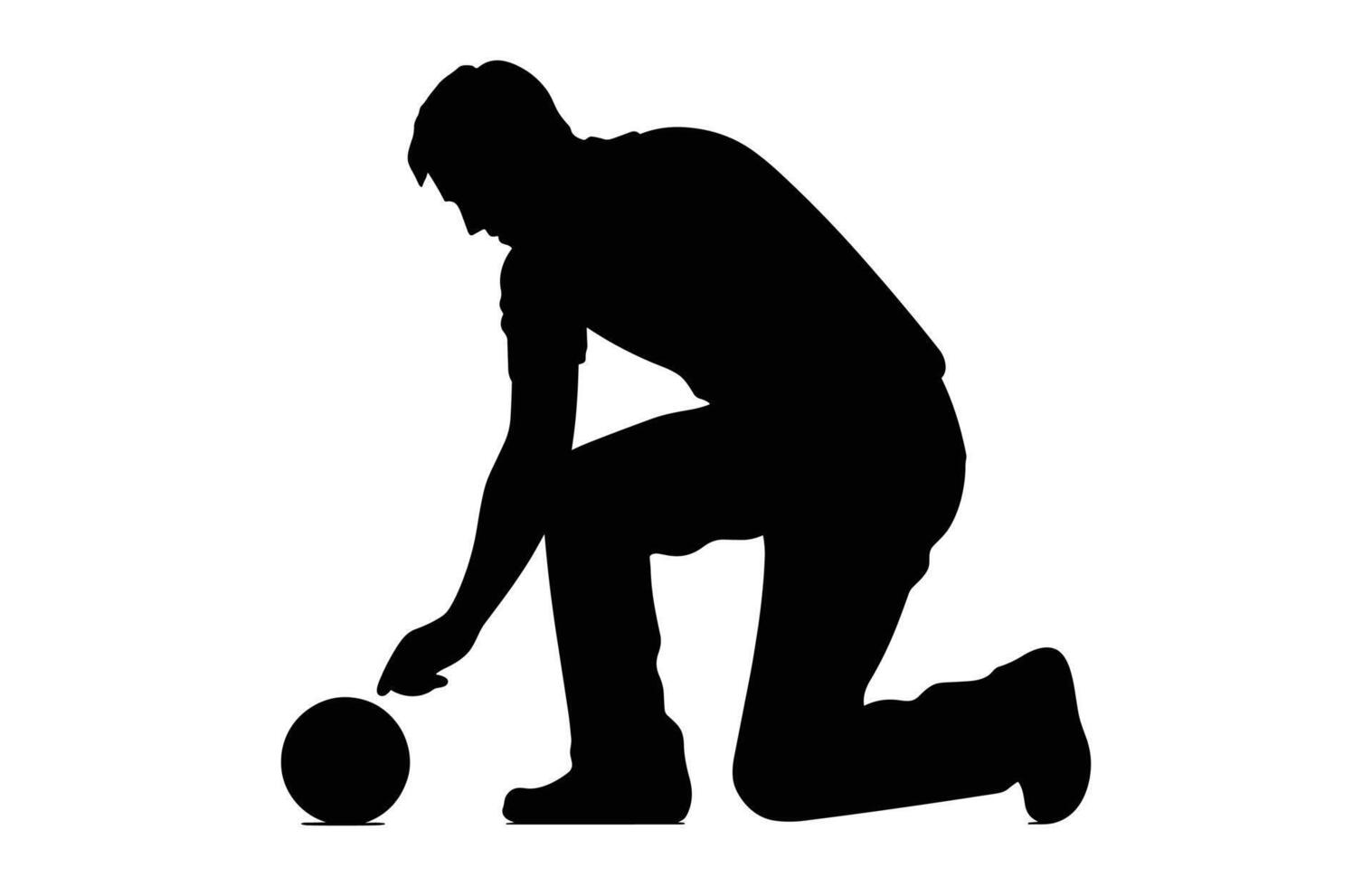 Lawn Bowls Player black Silhouette Clipart vector