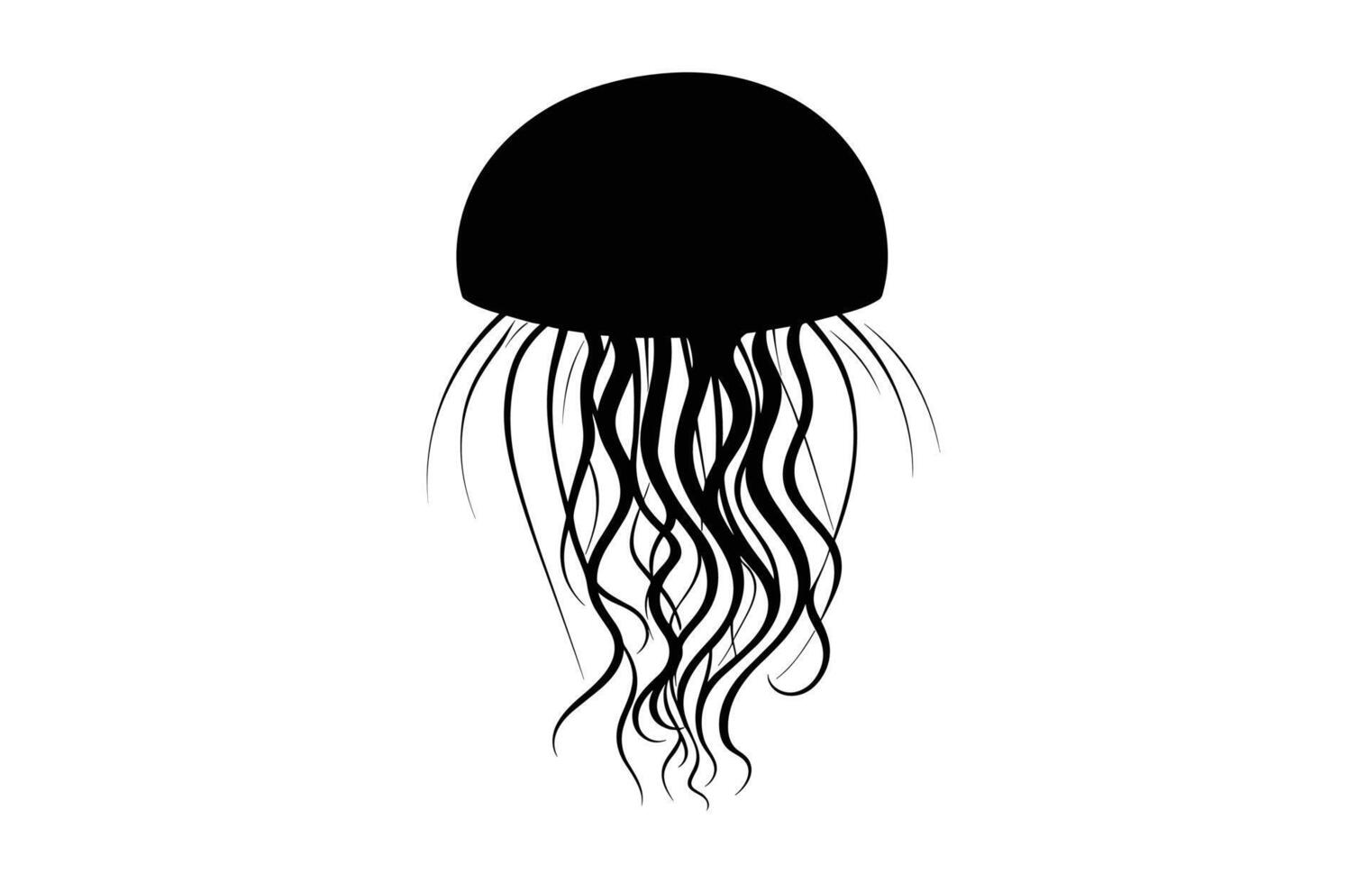 Jellyfish Silhouette isolated on a white background, Jellyfish Clipart black Silhouette vector