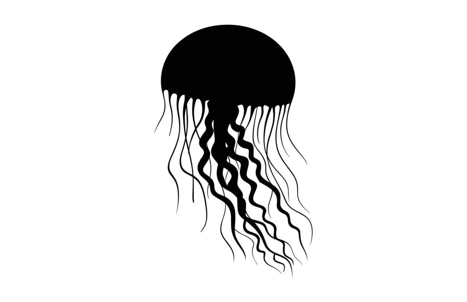 Jellyfish Silhouette black Clip art isolated on a white background vector