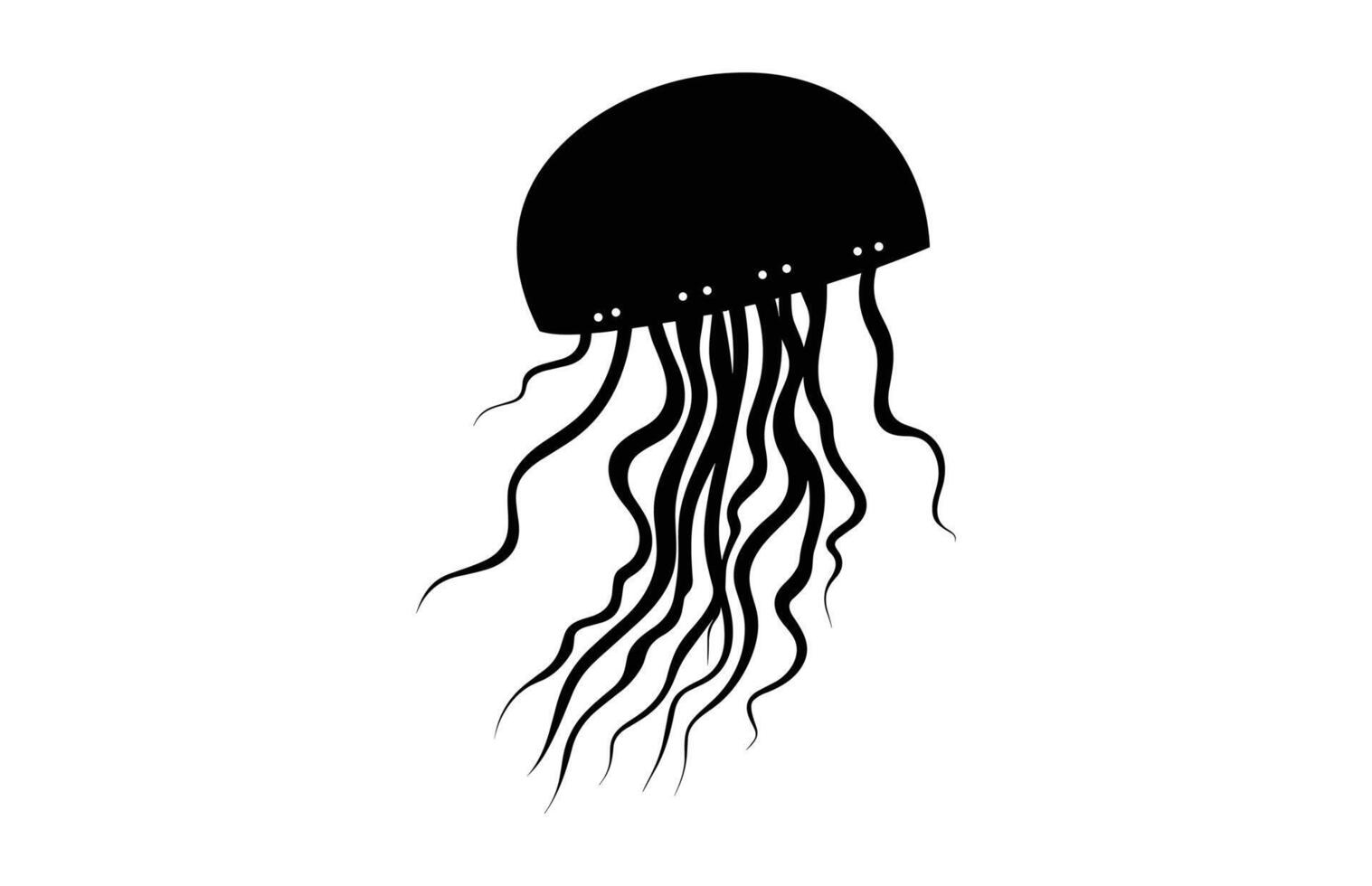 Jellyfish Silhouette black Clip art isolated on a white background vector