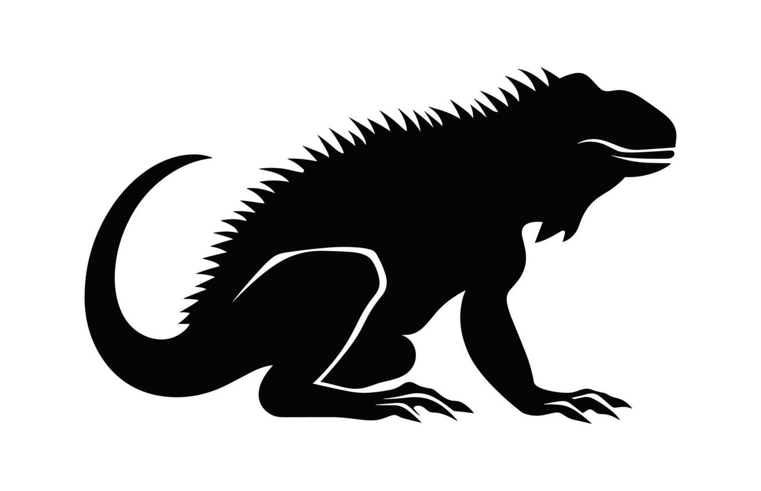 Iguana Silhouette Clipart isolated on a white background vector