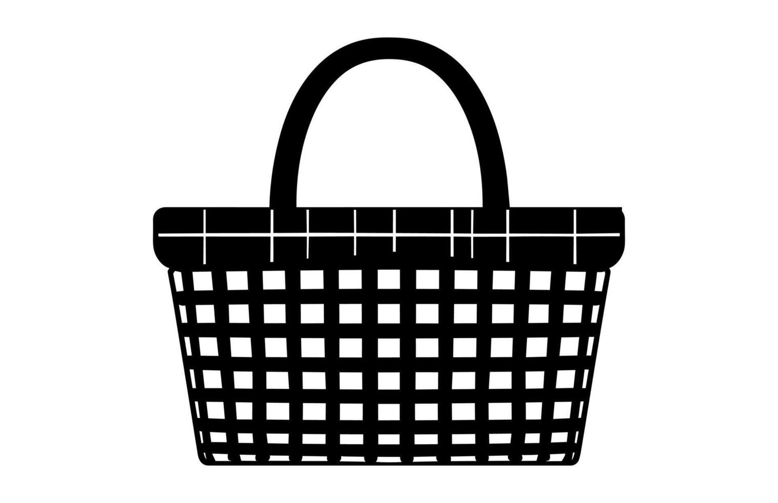 Picnic Basket Silhouette black Clip art isolated on a white background vector