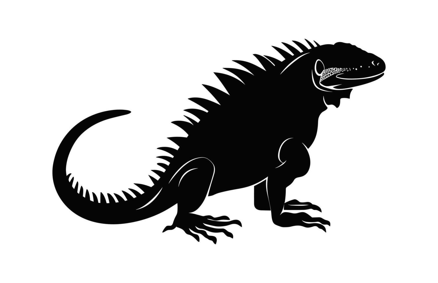 Iguana Silhouette Clipart isolated on a white background vector