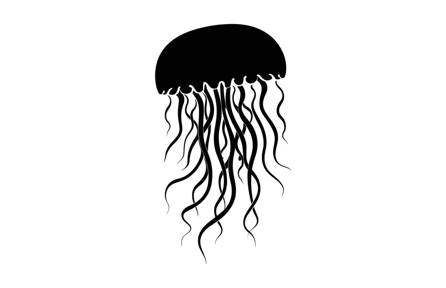 Jellyfish Silhouette black Clip art isolated on a white background vector