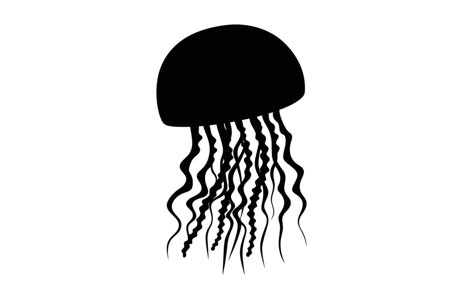 Jellyfish Silhouette black Clip art isolated on a white background vector