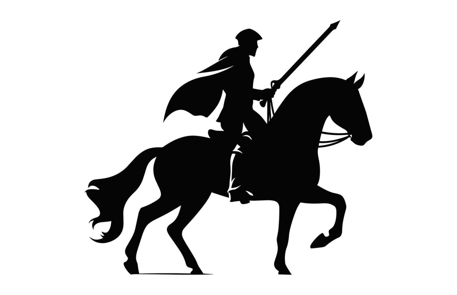 Knight on Horse Silhouette Clipart isolated on a white background vector