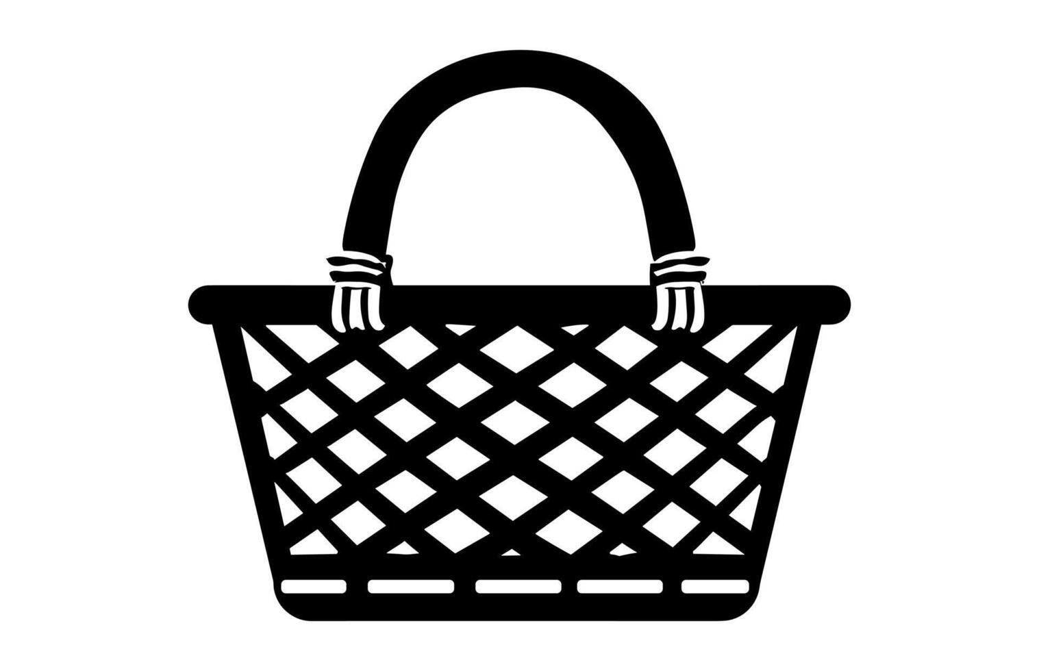 Picnic Basket Silhouette black Clipart isolated on a white background vector