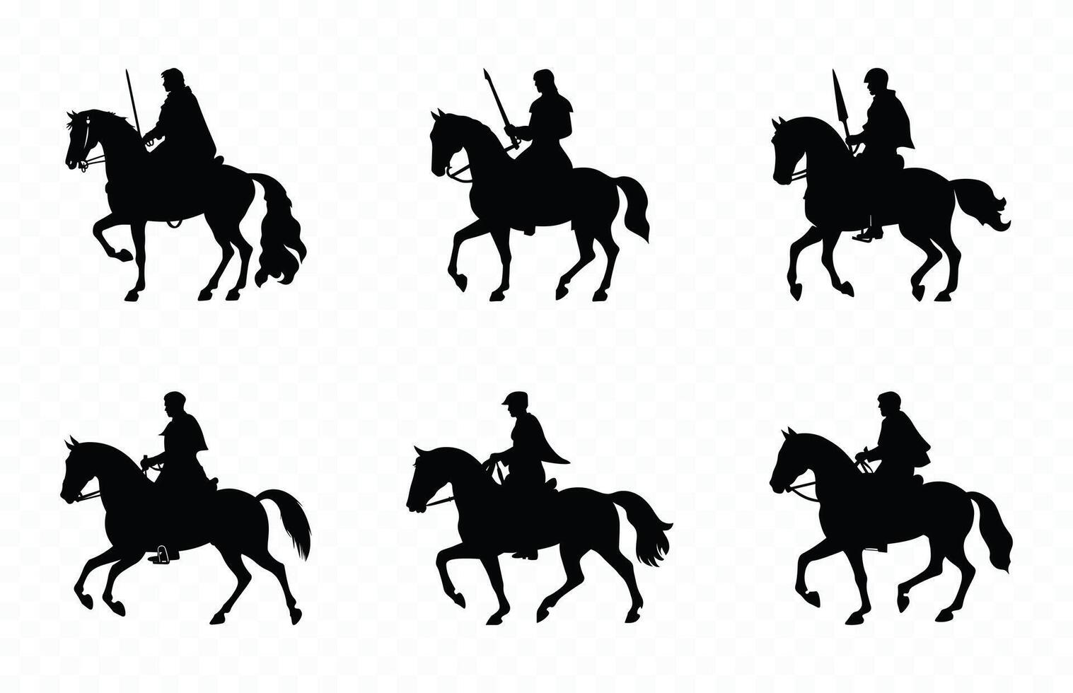 Knight on Horse Silhouette bundle vector