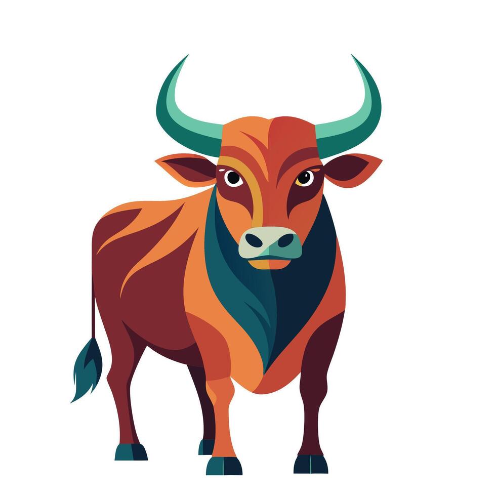 Ox Cartoon Colored Clipart Illustration Free vector