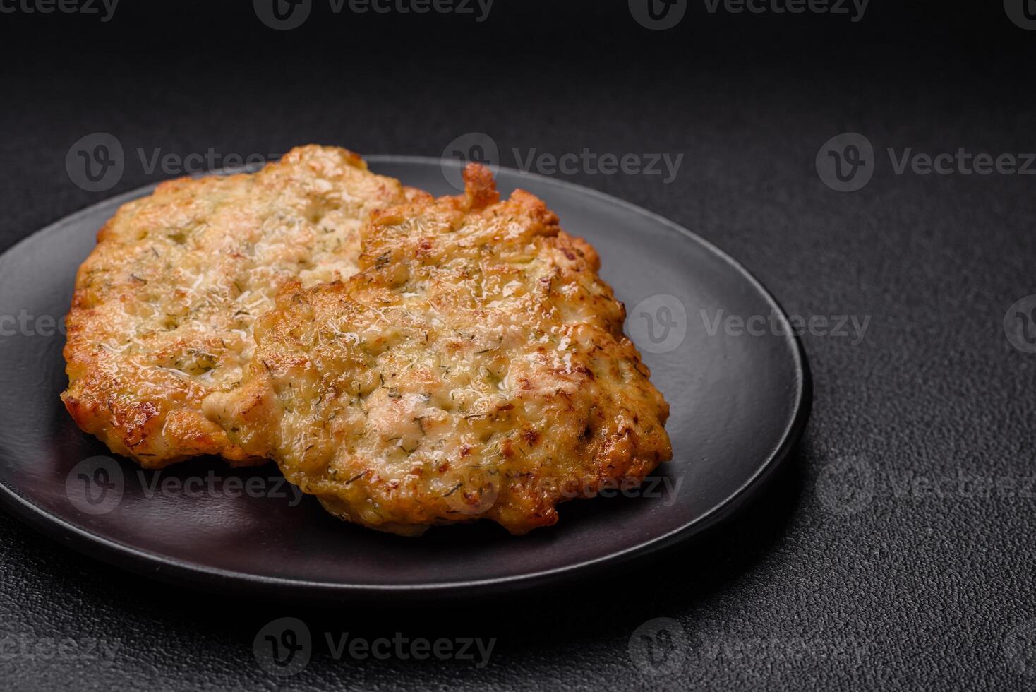 Delicious fried pork or chicken chops breaded with salt and spices photo