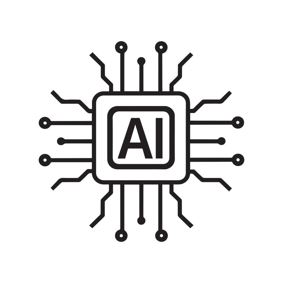 AI chip tech smart electronic core science system design. vector