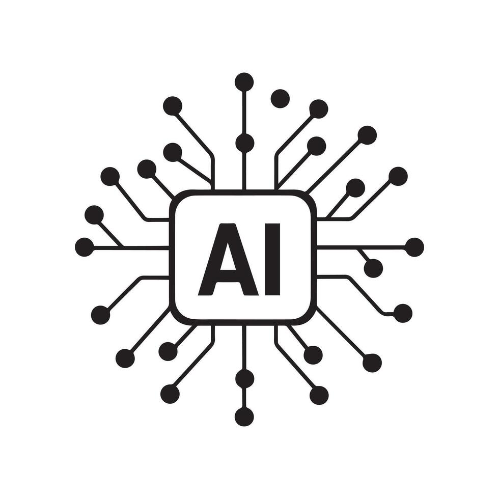 AI chip tech smart electronic core science system design. vector