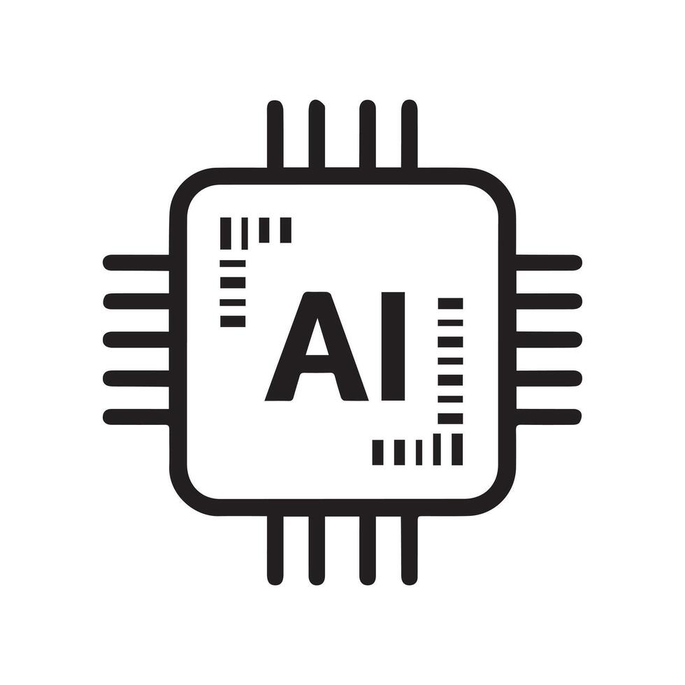 AI chip tech smart electronic core science system design. vector