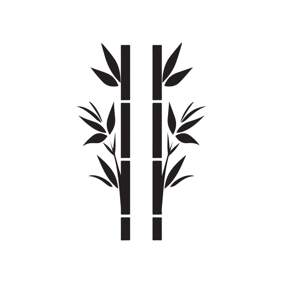 Bamboo leaves icon over white background, silhouette style, illustration vector