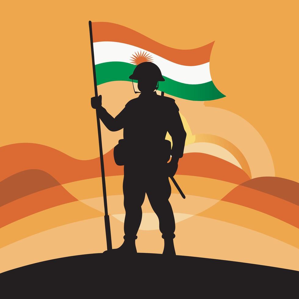 India victory day, indian army black silhouette vector