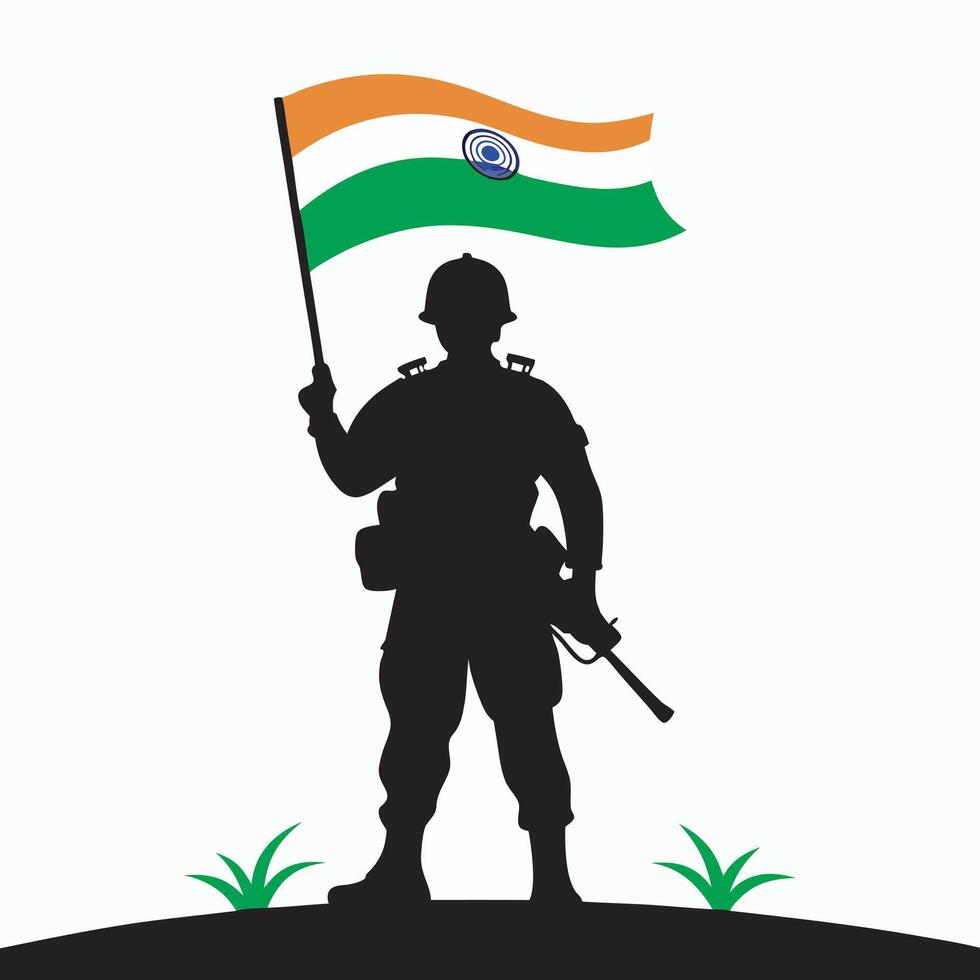 India victory day, indian army black silhouette vector