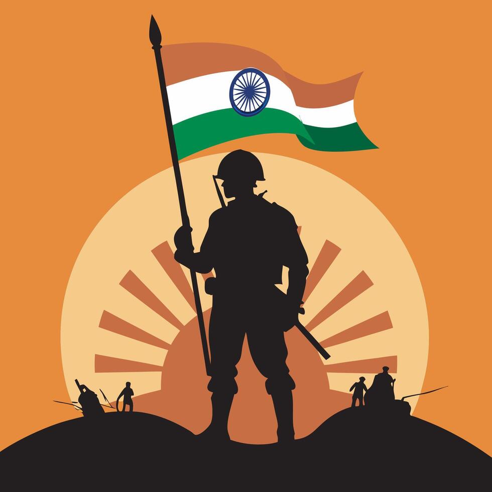 India victory day, indian army black silhouette vector