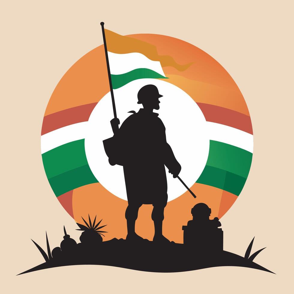 India victory day, indian army black silhouette vector