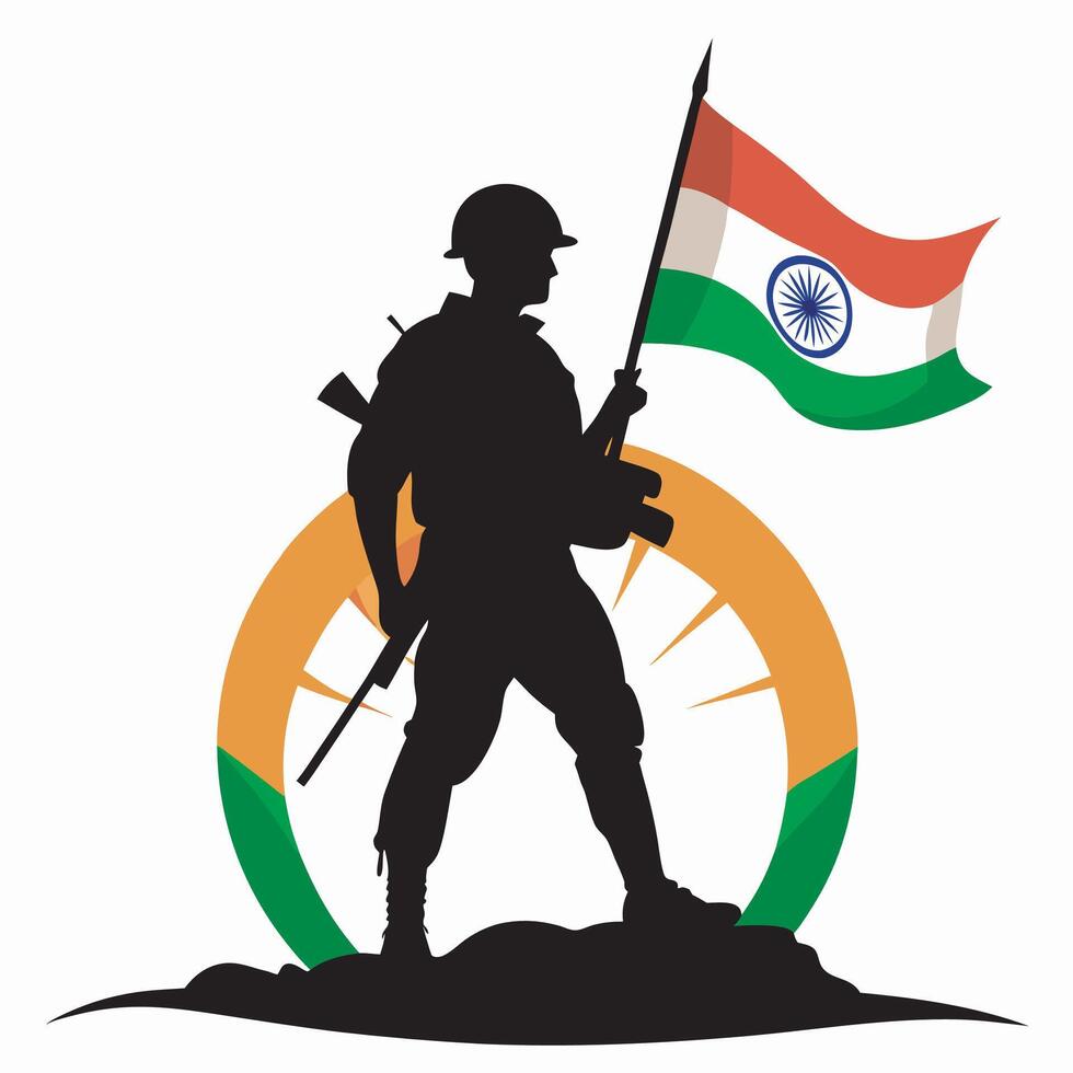 India victory day, indian army black silhouette vector