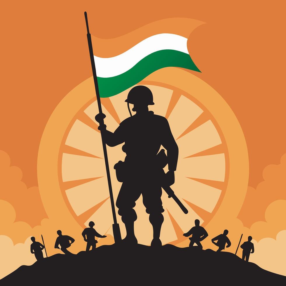 India victory day, indian army black silhouette vector