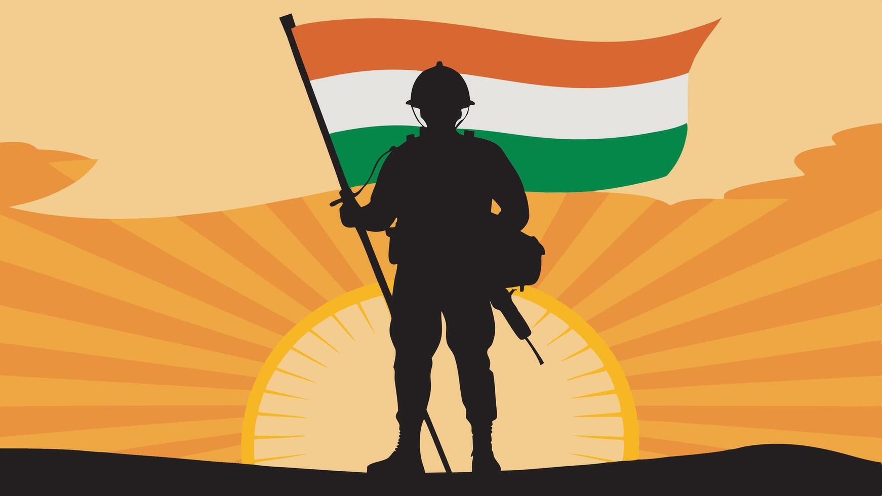 India victory day, indian army black silhouette vector