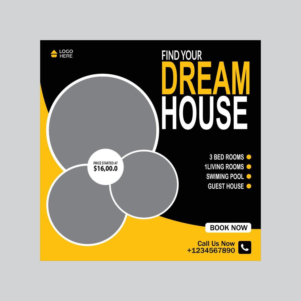 real estate house property post social media banner template vector
