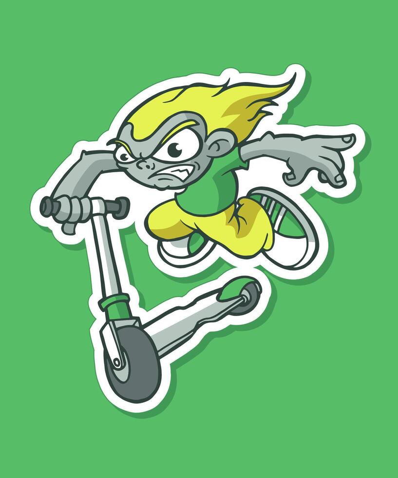 Go Ped Cartoon Design Sticker vector
