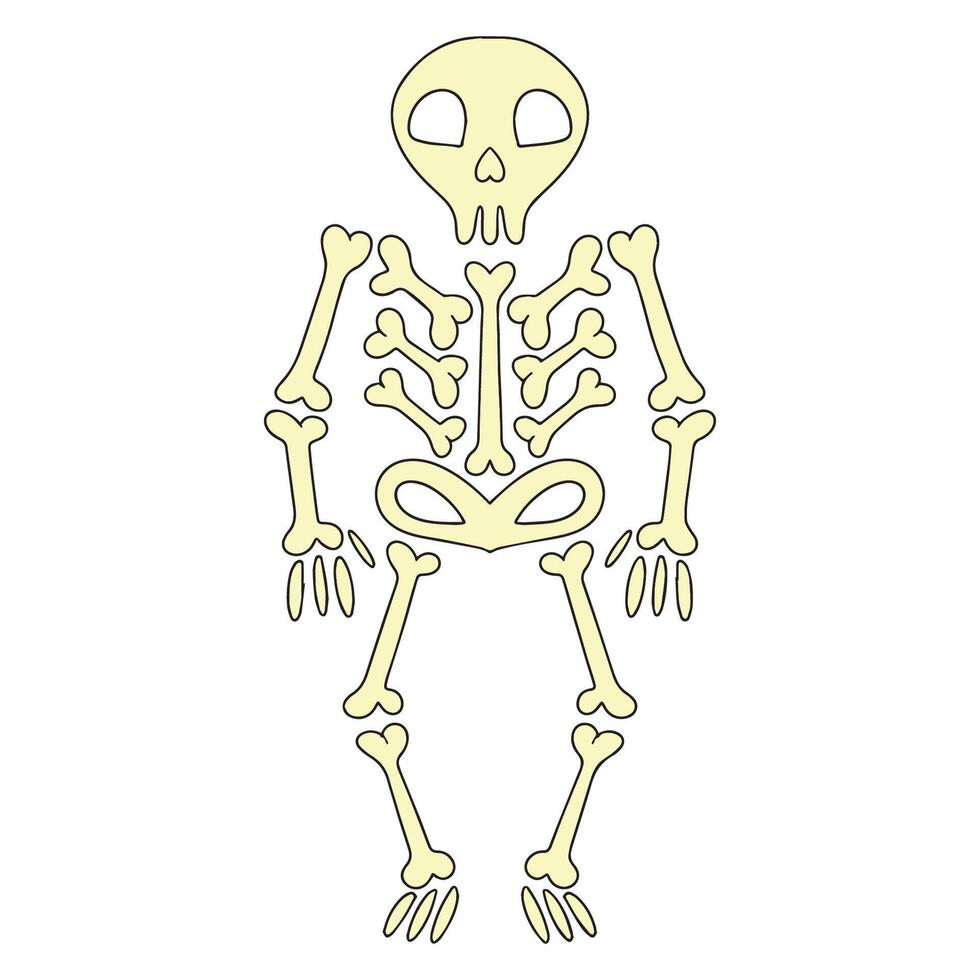 Skeleton in doodle style on white background. hand drawn holiday illustration. Skeleton design for Halloween holiday. vector