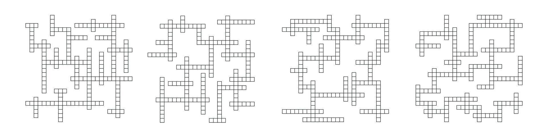 Crossword puzzle background with word grid pattern. crosswords template. Flat illustration isolated on white background. vector