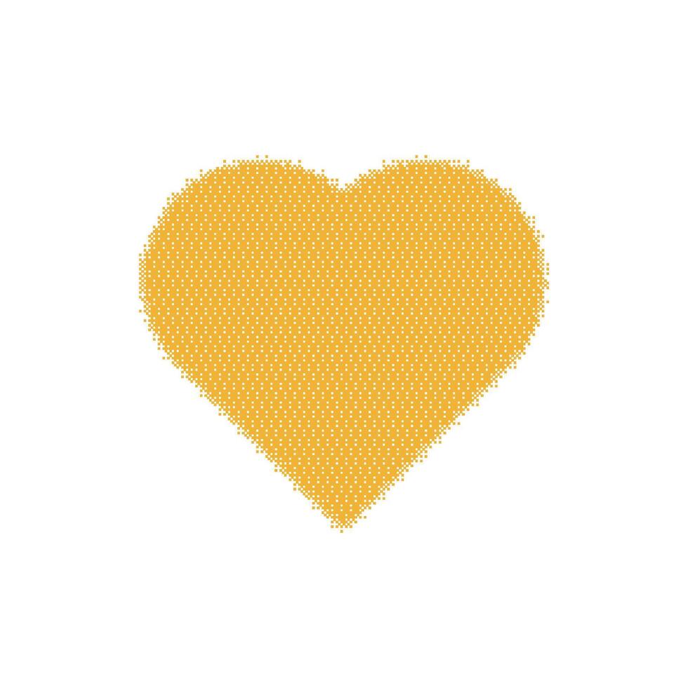 Gothic yellow heart with grunge texture and halftone gradient. Y2K Gradient dot gothcore style. Flat illustration isolated on white background. vector