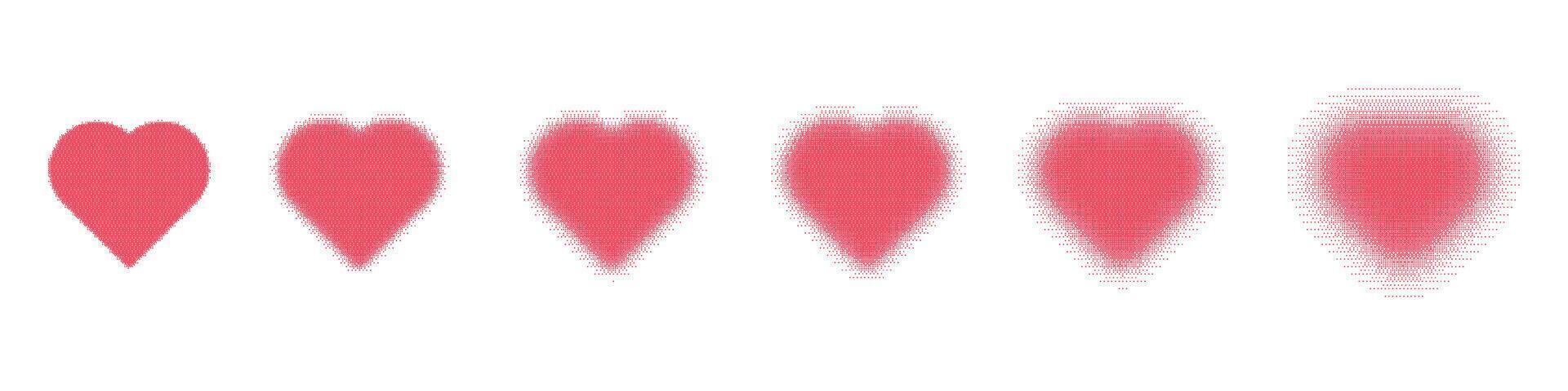 Gothic red heart with grunge texture and halftone gradient. Y2K Gradient dot gothcore style. Flat illustration isolated on white background. vector