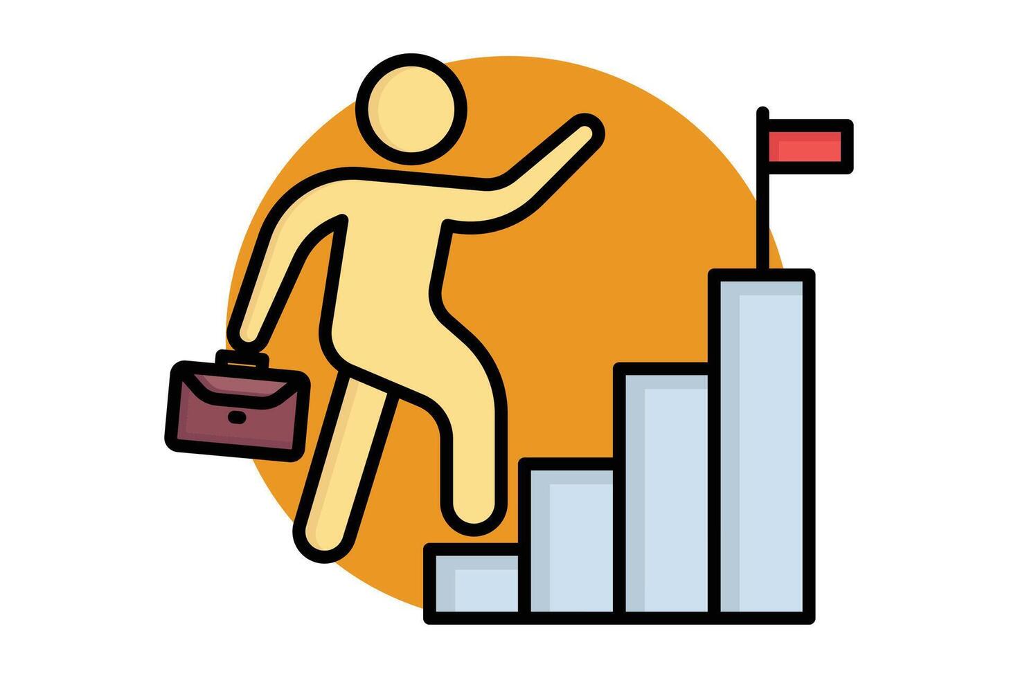 Career icon. people climbing stairs. icon related to develop. colored outline icon style. business elements illustration vector