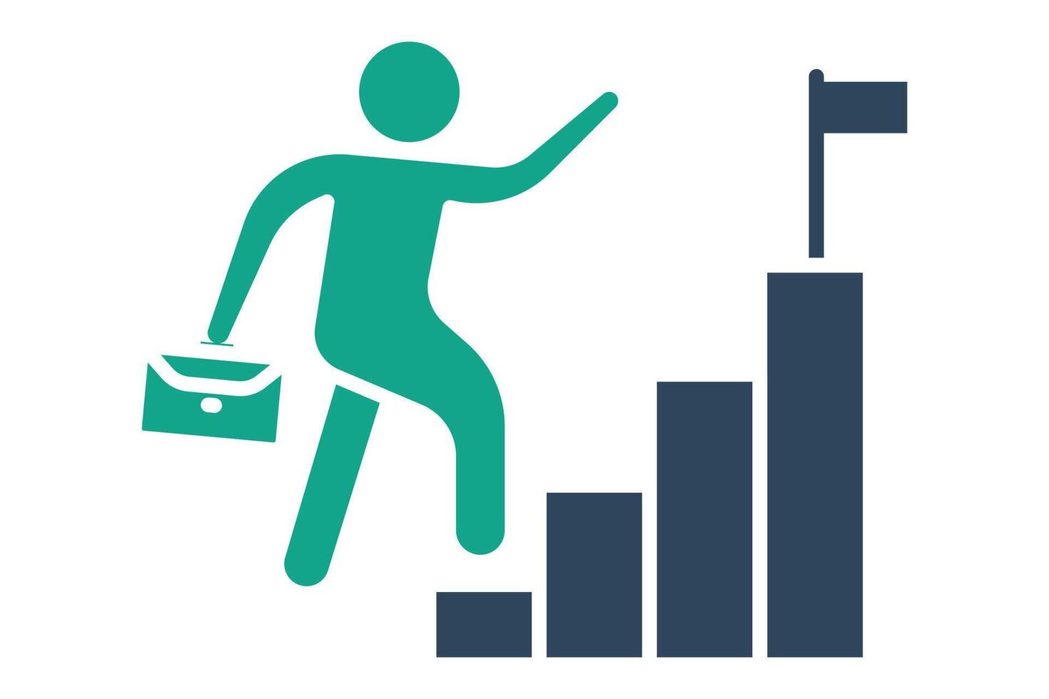 Career icon. people climbing stairs. icon related to develop. solid icon style. business elements illustration vector