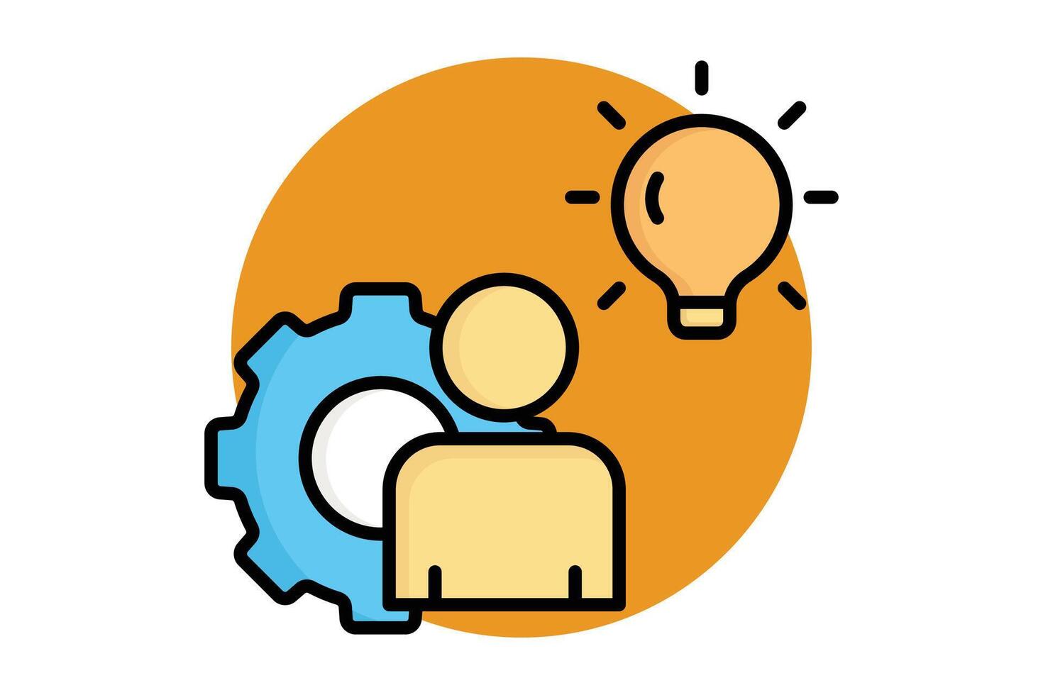 Founder icon. people with gear and light bulb. icon related to lead. colored outline icon style. business elements illustration vector