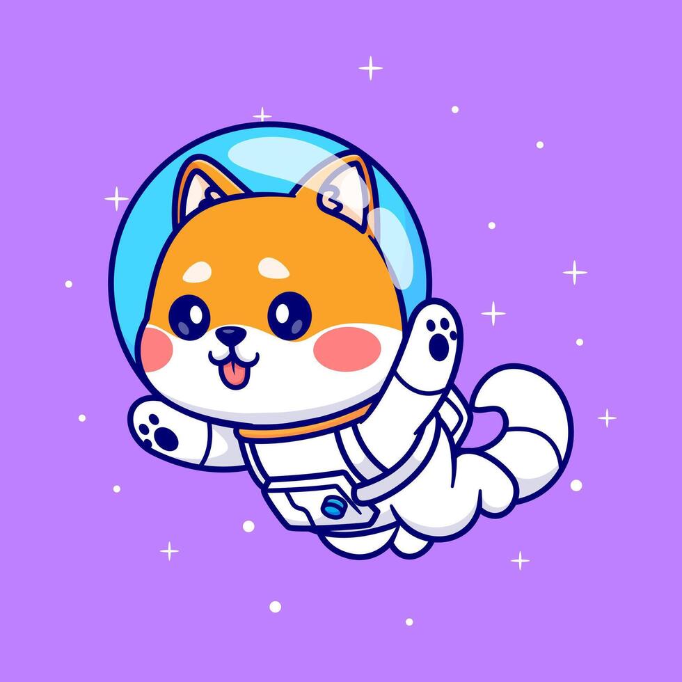 Cute Shiba Inu Dog Astronaut Floating In Space Cartoon vector