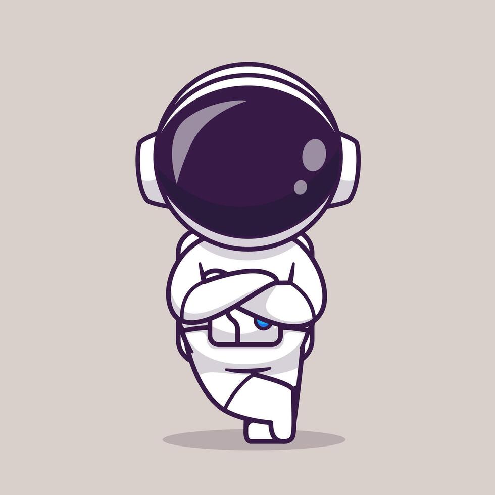 Cute Astronaut Standing With Folding Hand Cartoon vector