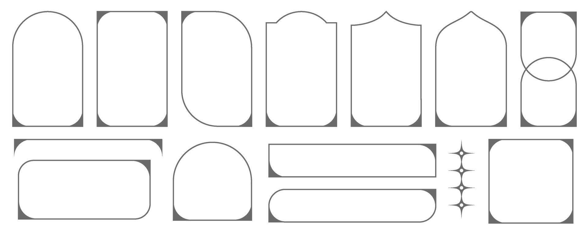 Set of outline aesthetic design frame. Minimal modern graphic. Abstract oval arches. Geometric trendy signs. vector