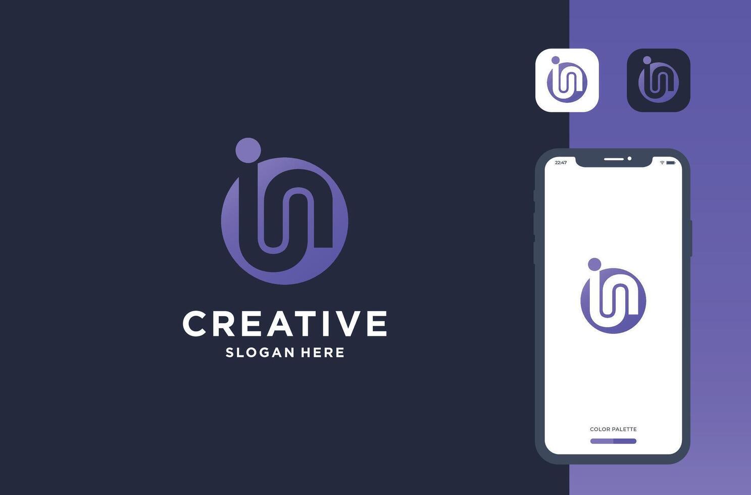 i and n logo design business brand inspiration vector