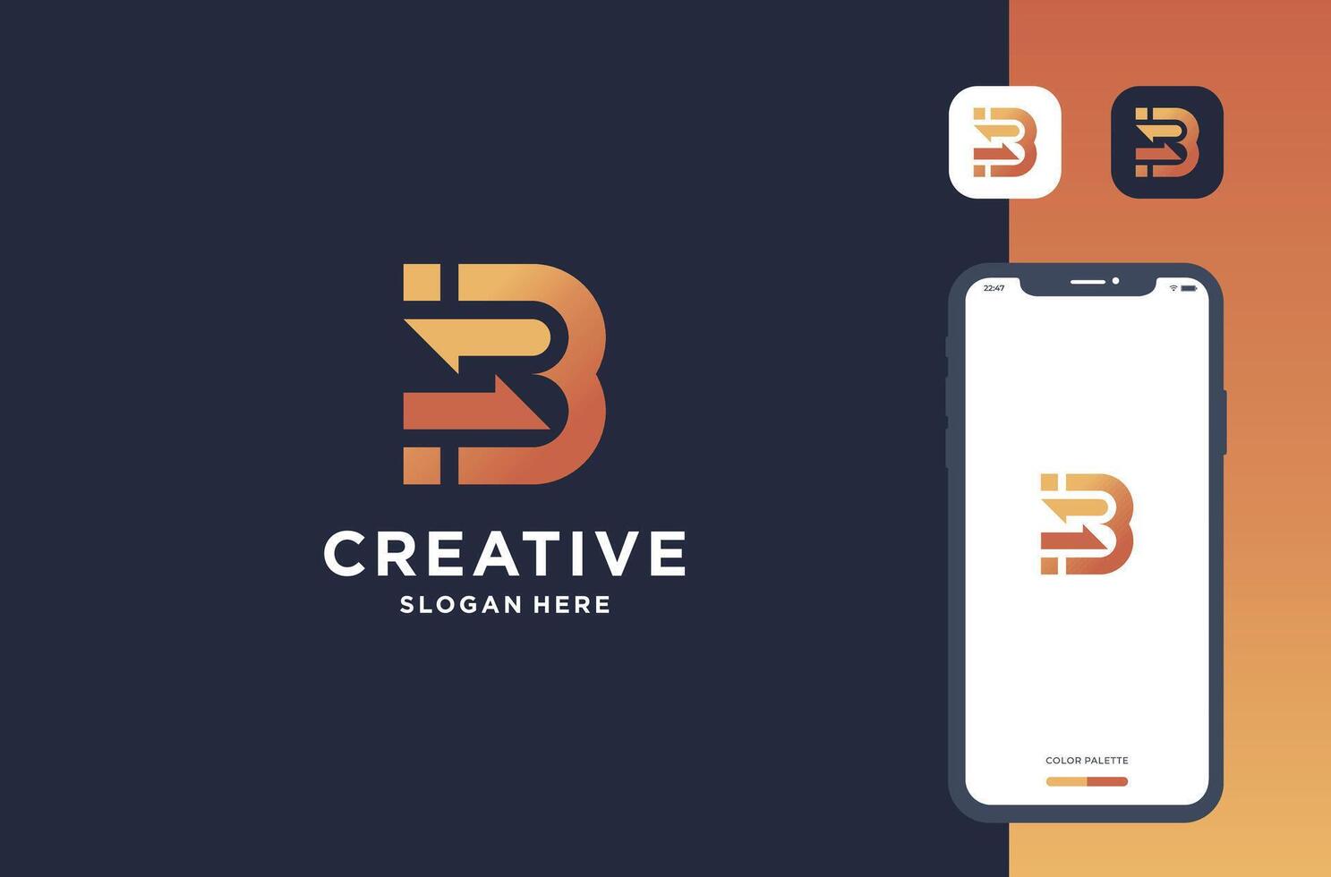 b and arrow logo design business brand inspiration vector