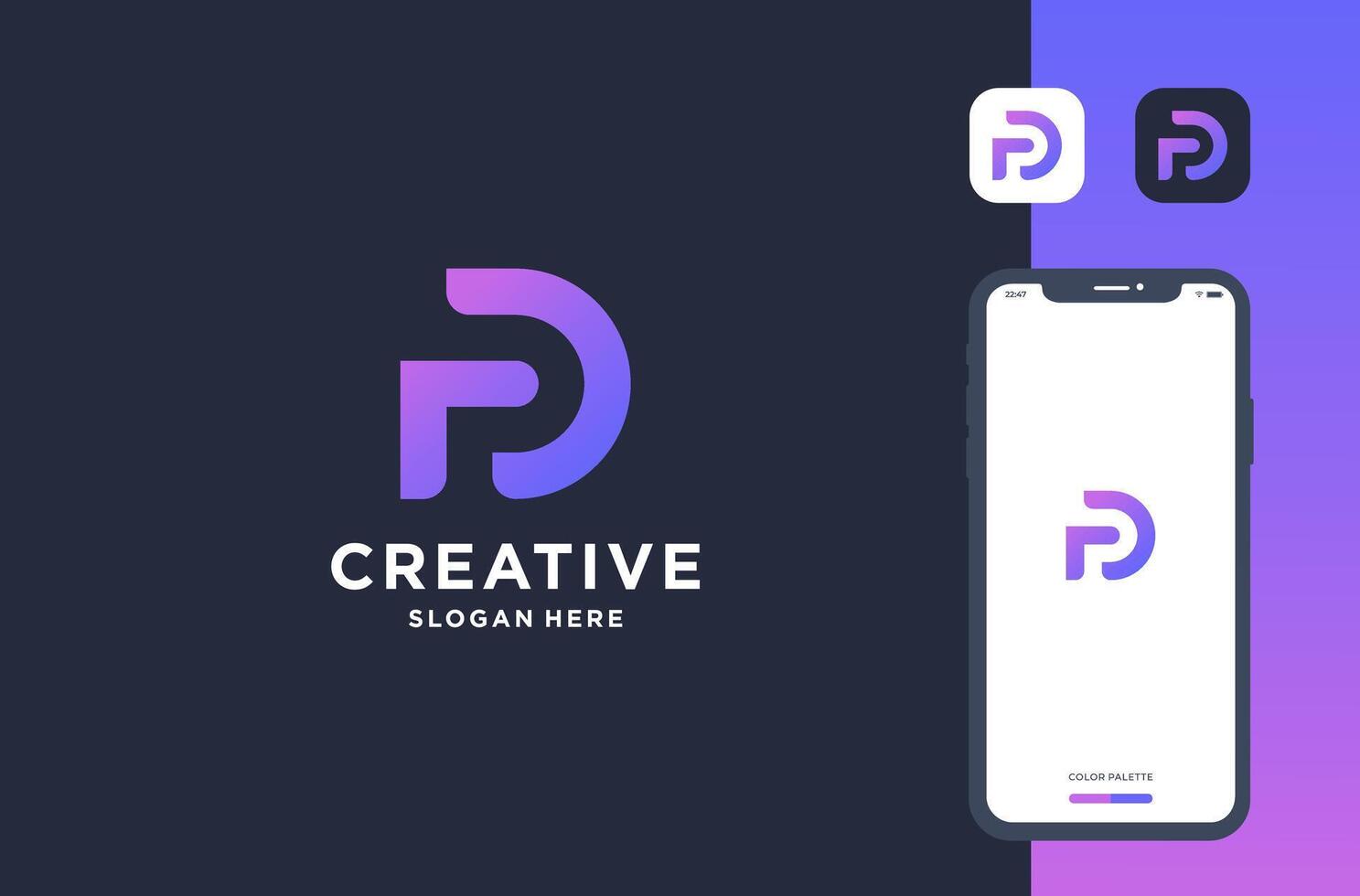 letter d and p logo design vector