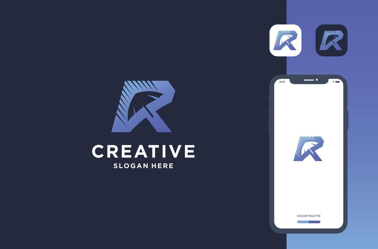 r with umbrella logo design business brand inspiration vector