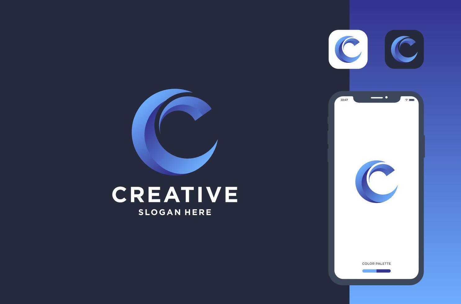 gradient c logo design for business brand inspiration vector